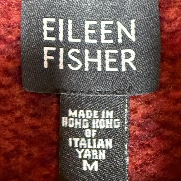 EILEEN FISHER Women's EUC Marled Turtleneck Wool Sweater Red | Size M - Picture 6 of 7